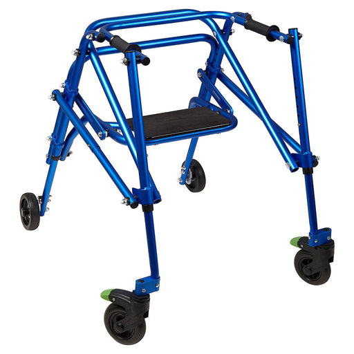 Circle Specialty Kilp 4 Wheeled Walker with Seat- Blue, Medium
