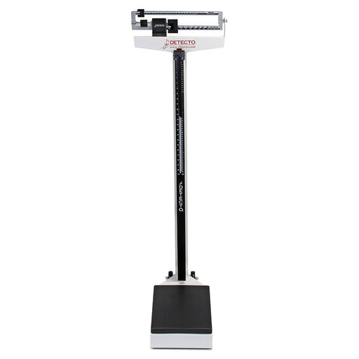 Detecto Eye-Level Physician Scale with Height Rod and Wheels - White, 440 lb x 4 oz / 200 kg x 100 g