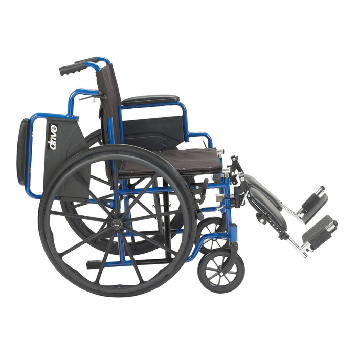 Blue Streak Wheelchair with Flip Back Desk Arms, Elevating Leg Rests, 20" Seat