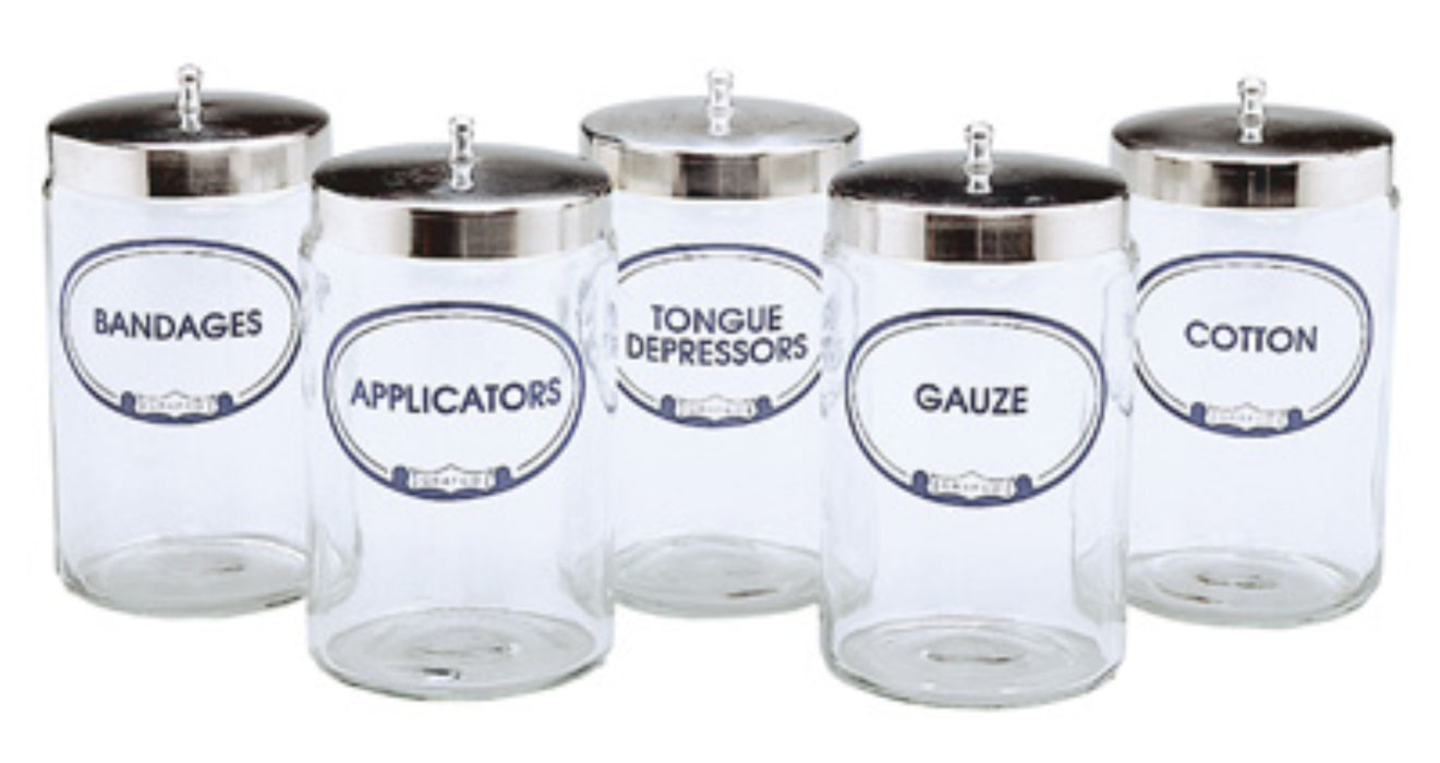 Graham Field Labeled Flint Glass Sundry Jars with Covers