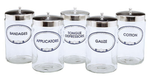 Graham Field Labeled Flint Glass Sundry Jars with Covers