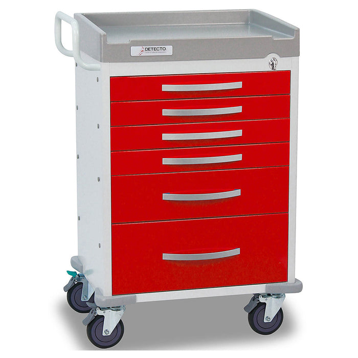 Detecto Rescue Series ER 6 Drawers Medical Cart - Red