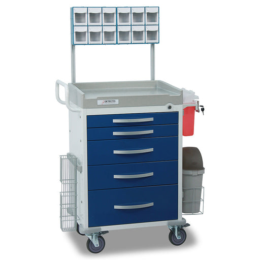 Detecto Rescue Series Loaded Anesthesiology 5 Drawers Medical Cart - Blue