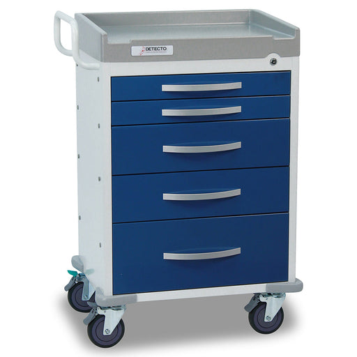 Detecto Rescue Series Anesthesiology 5 Drawers Medical Cart - Blue