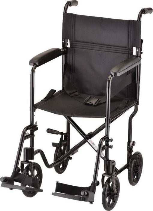 TRANSPORT CHAIR- 19 INCH LIGHTWEIGHT WITH SWINGAWAY FOOTRESTS BLACK BY NOVA