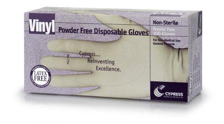 Cypress Vinyl Powder Free Disposable Gloves - Small 100 Count