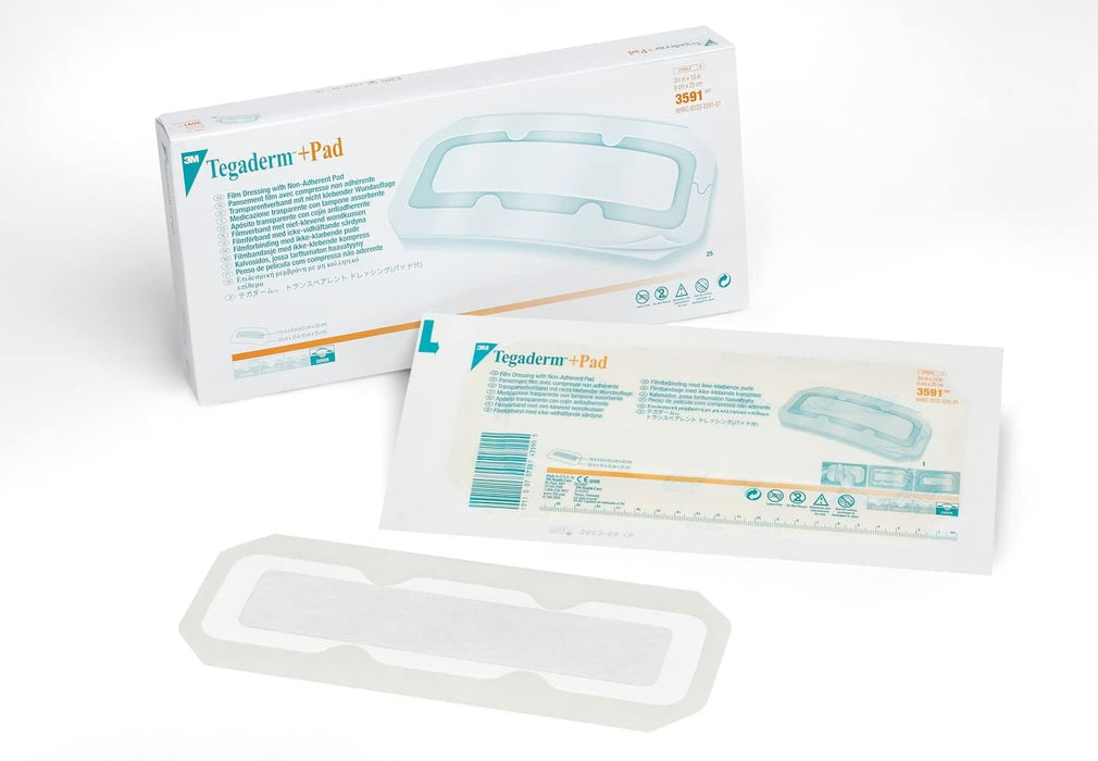 3M Tegaderm +Pad Transparent Film Dressing - Case of 100