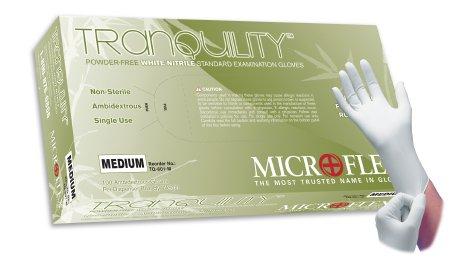 Tranquility Powder-Free White Nitrile Exam Gloves, Soft - 100 Count