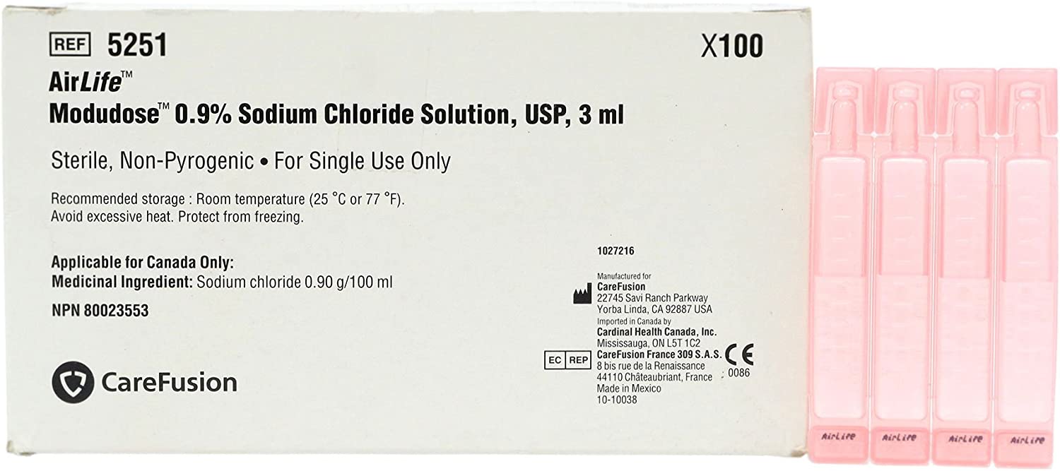 AirLife Modudose Unit Dose Saline 3mL 0.9% Inhalation  - Case of 10 Boxes