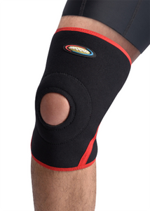 MAXAR Bio-Magnetic Airprene Knee Brace - Open Patella, Terrycotton Lining - Black w/Red Trim
