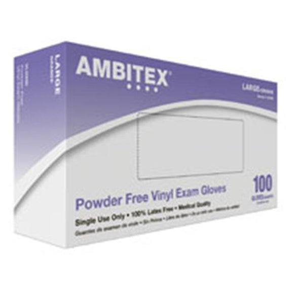 Ambitex Powder Free Vinyl Exam Gloves - Large 100 Count