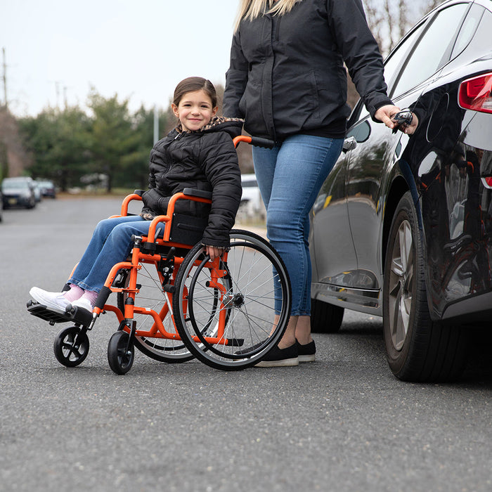 Circle Specialty Ziggo Lightweight Wheelchair for Kids - Orange, 12 inch