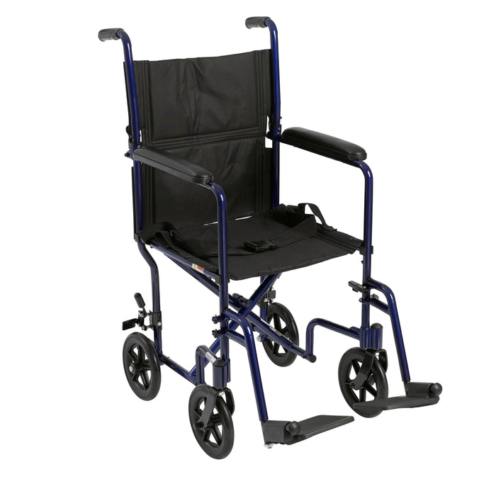 Lightweight Transport Wheelchair, 19" Seat, Blue