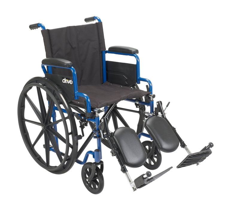 Blue Streak Wheelchair with Flip Back Desk Arms, Elevating Leg Rests, 18" Seat