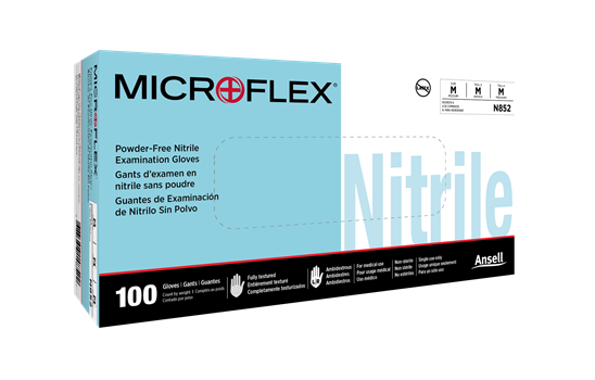 MicroFlex N85 Light Blue Nitrile Exam Gloves - Large 100 Count