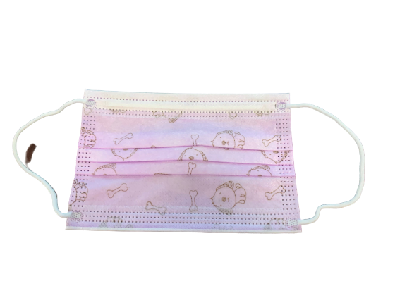 Kids 3-PLY Disposable Surgical Mask w/Elastic Ear Loop, Pink/Blue