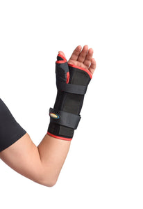 MAXAR Wrist Splint with Abducted Thumb - Left Hand - Black w/Red Trim